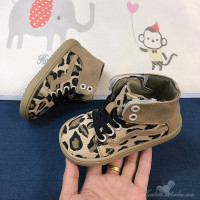 HUAYANGTU秋冬儿童高帮帆布鞋男童防滑板鞋女童时尚软底短靴豹纹宝宝休闲鞋帆布鞋儿童帆布鞋