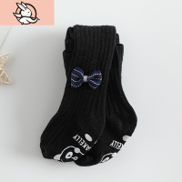 HUAYANGTU春秋宝宝新款儿童侧边可爱蝴蝶结点胶女童裤防滑地板袜打底连裤袜袜