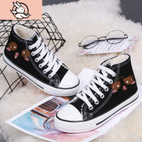 HUAYANGTU2020秋冬季儿童鞋子加绒女童帆布鞋学生手绘保暖中帮棉鞋男童鞋子帆布鞋儿童帆布鞋