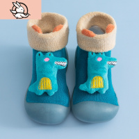 HUAYANGTU秋冬儿童毛圈加厚学步鞋宝宝袜子鞋婴儿软底防滑卡通公仔地板袜鞋袜