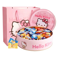 阿尔卑斯硬糖(粉色KT猫铁盒)500g水果糖果小零食牛奶糖结婚喜糖批发粉色KT猫礼盒装