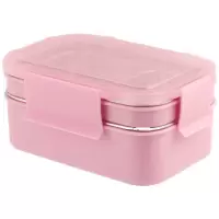家柏饰(CORATED)双层高中生饭盒茶具大学生食堂打饭简约女上班族不锈钢便当2