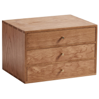 家柏饰(CORATED)胡桃木实木桌面收纳箱抽屉式 A4纸收纳盒 木质办公杂物整理箱