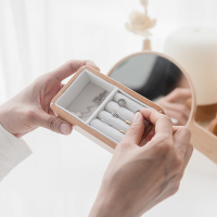 家柏饰(CORATED)木质首饰盒小号便携式旅行随身手饰盒戒指耳钉耳饰饰品收纳盒