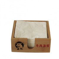 家柏饰(CORATED)商用正方形竹制纸巾盒创意餐厅饭店竹质方巾纸收纳盒定制LOGO刻字