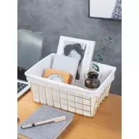 家柏饰(CORATED)ins北欧铁艺收纳筐桌面小号面膜化妆品收纳盒宿舍零食框杂物篮子