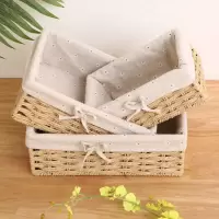 家柏饰(CORATED)编收纳筐零食钥匙面膜收纳盒布艺杂物收纳箱藤编桌面编织收纳篮