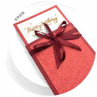 生日贺卡定制商务员工金色简约创意手工欧式个性祝福红色品质卡片