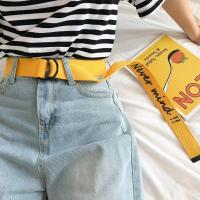 家柏饰(CORATED)黑扣双环扣帆布腰带男女通用简约百搭bf风学生牛仔裤带宽布带