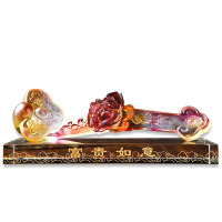 家柏饰(CORATED)富贵如意古法琉璃玉如意乔迁新居礼品客厅办公室装饰品电视柜摆设