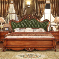 森美人欧式床实木花主卧婚床1.8米简欧公主大床深色美式双人床