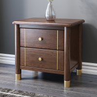 新中式现代实木床头柜轻奢胡桃木新中式简约床边收纳柜储物一体柜