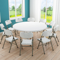 折叠圆桌家用简易餐桌椅组合大圆桌面户外圆形餐桌子10人简约饭桌