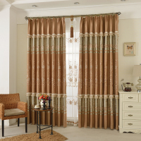 简约欧式窗帘客厅卧室双面提花绣花窗帘 遮光飘窗落地窗窗帘成品