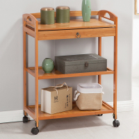 森美人楠竹移动书架带轮子推车餐车落地书报架客厅储物架整理收纳架子
