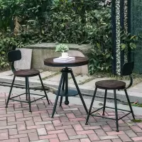 森美人北欧阳台小茶几现代简约铁艺圆形实木桌子家用创意小户型客厅圆桌