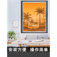 家柏饰(CORATED)卷帘浴室小窗户遮挡帘 厕所防水升降风景画 全遮光卧室免打孔窗帘
