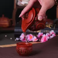 家柏饰(CORATED)紫砂壶茶具貔貅手抓壶单壶一人品茶壶茶杯一杯过滤泡茶壶