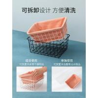 家柏饰(CORATED)桌面布艺面膜杂物收纳筐铁架子篮子北欧风创意茶几钥匙铁艺收纳篮