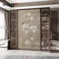 BONJEAN新中式半透装饰卧室遮挡家用隔断客厅屏风移动入户玄关办公室座屏