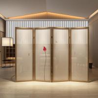 BONJEAN新中式屏风折屏折叠隔断装饰客厅卧室可移动素雅荷花进遮挡玄关