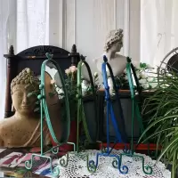 森美人houzz欧法美式复古金色铁艺金属小鸟桌面台式化妆镜梳妆镜子大号