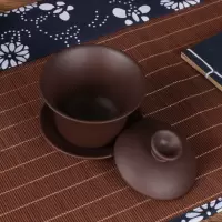 家柏饰(CORATED)功夫茶具家用茶碗紫砂三才碗茶杯大号陶瓷盖碗套装带盖冲泡茶碗