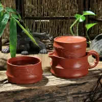 家柏饰(CORATED)紫砂快客杯功夫茶具茶杯壶套装简约旅行便携整套陶瓷茶具一壶二杯