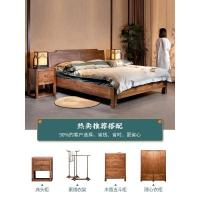 森美人新中式禅意双人床老榆木实木1.8米大床现代简约卧室家具