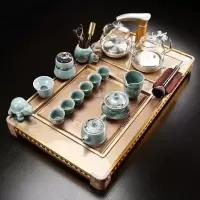 家柏饰(CORATED)一体茶台钢化玻璃泡茶盘家用简约功夫茶具办公全自动茶道茶杯