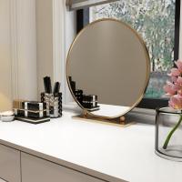 森美人北欧圆形梳妆台镜子风化妆镜公主镜台式座镜家用桌面镜子