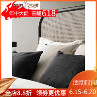 森美人北欧实木床酒店民宿藤床卧室家具藤编床东亚1.8米真藤艺双人床