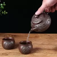 家柏饰(CORATED)紫砂壶手工仿古茶壶大号容量泡茶壶单壶陶瓷家用茶具茶杯套装