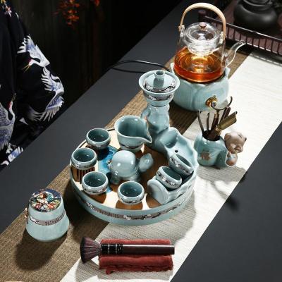 家柏饰(CORATED)整套功夫懒人茶具套装家用陶瓷小茶台茶托干泡盘电陶炉煮茶器
