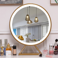 森美人d灯智能化妆镜带灯少女台式桌面美妆补光梳妆镜子公主大号