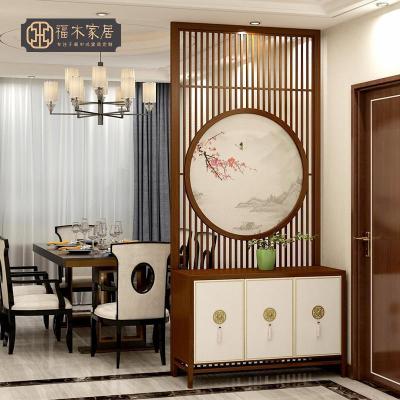 森美人屏风隔断新中式实木客厅玄关简约现代入厅装饰镂空隔断墙柜子