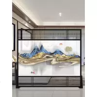 BONJEAN新中式实木屏风隔断客厅装饰入户玄关酒店办公室镂空落地栅栏座屏