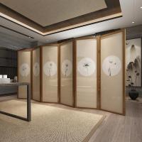 BONJEAN新中式实木时尚玄关隔断办公书房客厅折叠屏风半透纱莲蓬风水折屏