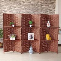 BONJEAN现代简约中式实木编屏风隔断客厅院办公室折屏移动藤编屏风