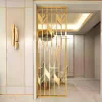 森美人现代轻奢不锈钢屏风隔断铁艺玄关客厅金属玫瑰金中式折叠定制装饰