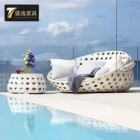森美人藤床藤编床户外圆形藤床双人床藤编北欧花园大圆床庭院休闲沙发床