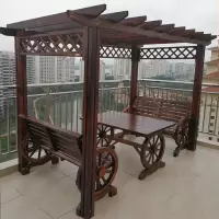 森美人防腐木葡萄架户外庭院家具阳台花园休闲桌椅爬藤花架别墅木屋凉亭