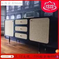 森美人北欧实木藤编酒柜餐边柜带抽鞋柜厅玄关隔断电视柜小户型收纳