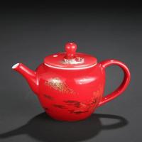 家柏饰(CORATED)霁蓝釉茶壶单壶家用复古手工泡茶陶瓷茶具套装功夫茶具简约