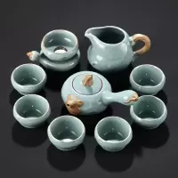 家柏饰(CORATED)哥窑陶瓷功夫茶具套装家用整套泡茶简约盖碗茶壶茶杯茶道配件