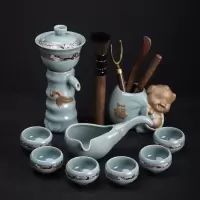 家柏饰(CORATED)整套哥窑功夫茶具懒人石墨半全自动泡茶茶海茶壶家用套装陶瓷