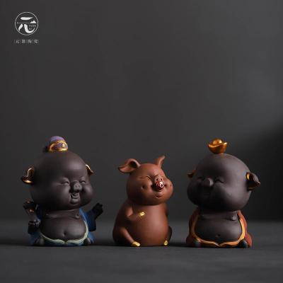 家柏饰(CORATED)紫砂茶宠物摆件精品可养个性创意小迷你禅意猪茶盘小配件