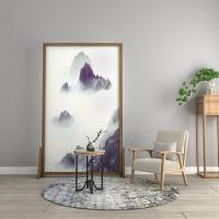 BONJEAN中式荷花现代简约屏风隔断客厅卧室玄关装饰布艺遮挡简易实木座屏