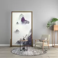 BONJEAN中式荷花现代简约屏风隔断客厅卧室玄关装饰布艺遮挡简易实木座屏