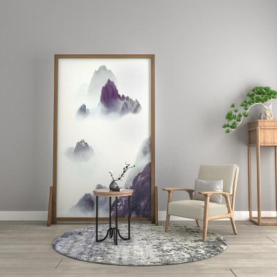 BONJEAN中式荷花现代简约屏风隔断客厅卧室玄关装饰布艺遮挡简易实木座屏